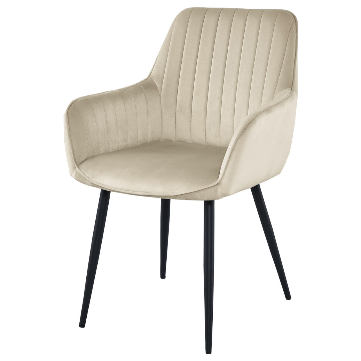 Sedia di design Solden in velluto beige e metallo nero