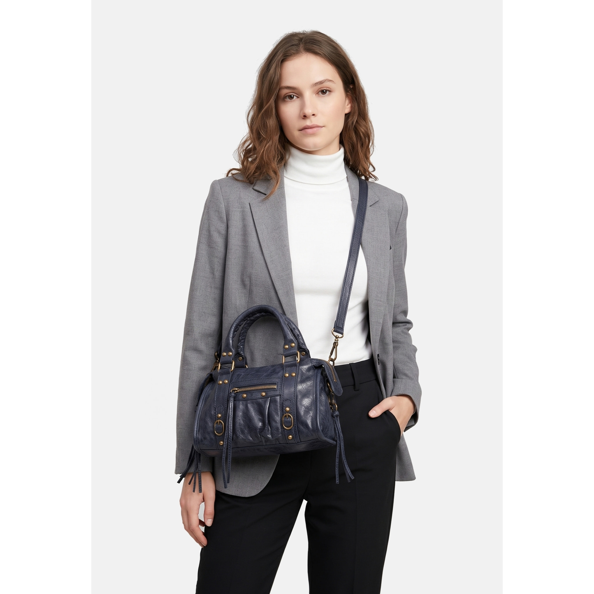 Borsa a spalla da donna - Modello Erisia - Vera pelle - 25.0 x 15.0 x 10.0 cm