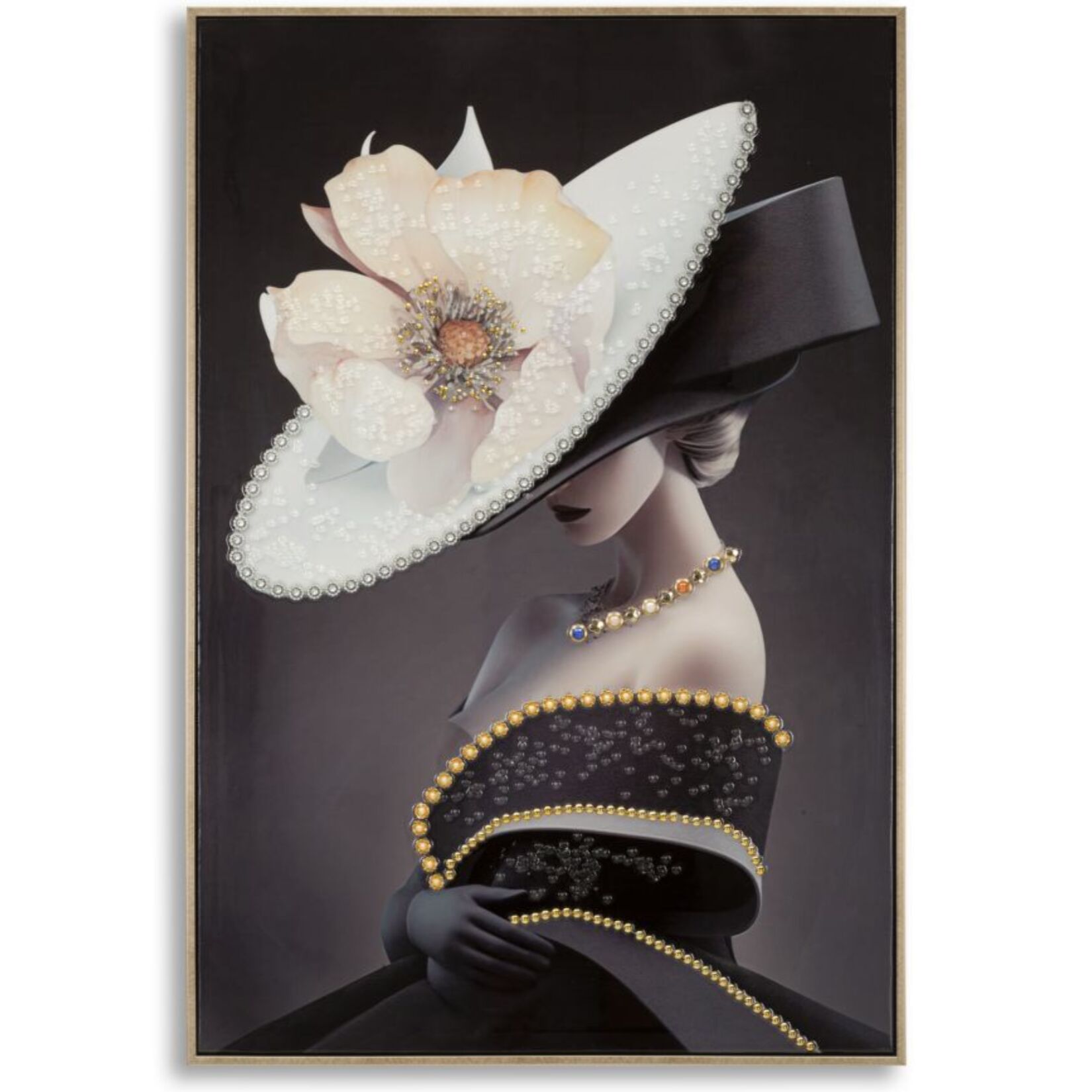 DIPINTO SU TELA LACCATO WIEN HAT -B- C/CORNICE CM 62X4X92