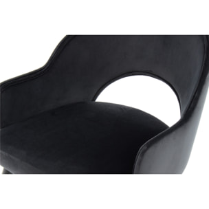 Set di 2 sedie Joris in velluto blu con gambe nere