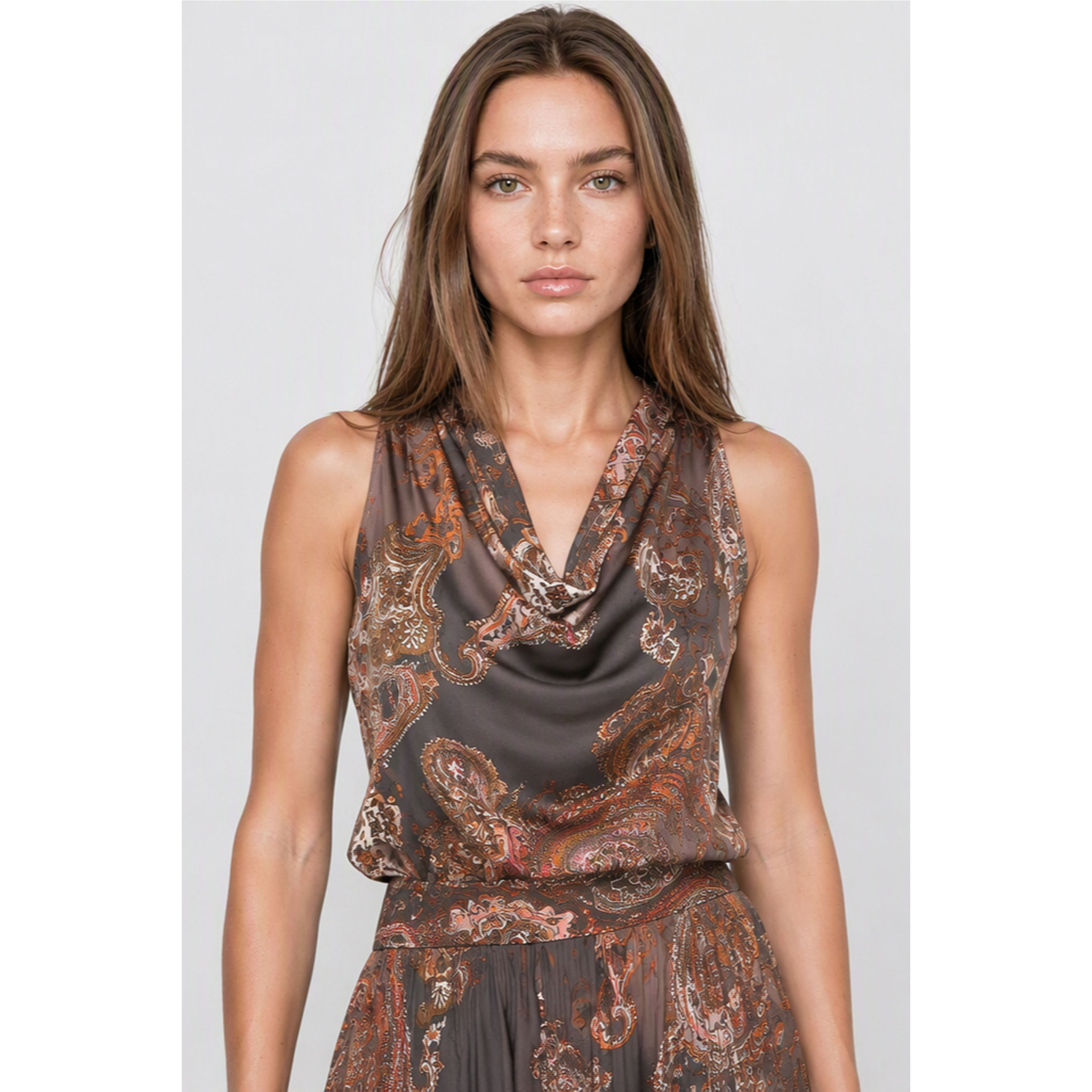 Kocca - Top da donna senza maniche a fantasia paisley Donna