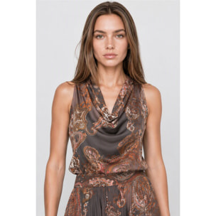 Kocca - Top da donna senza maniche a fantasia paisley Donna