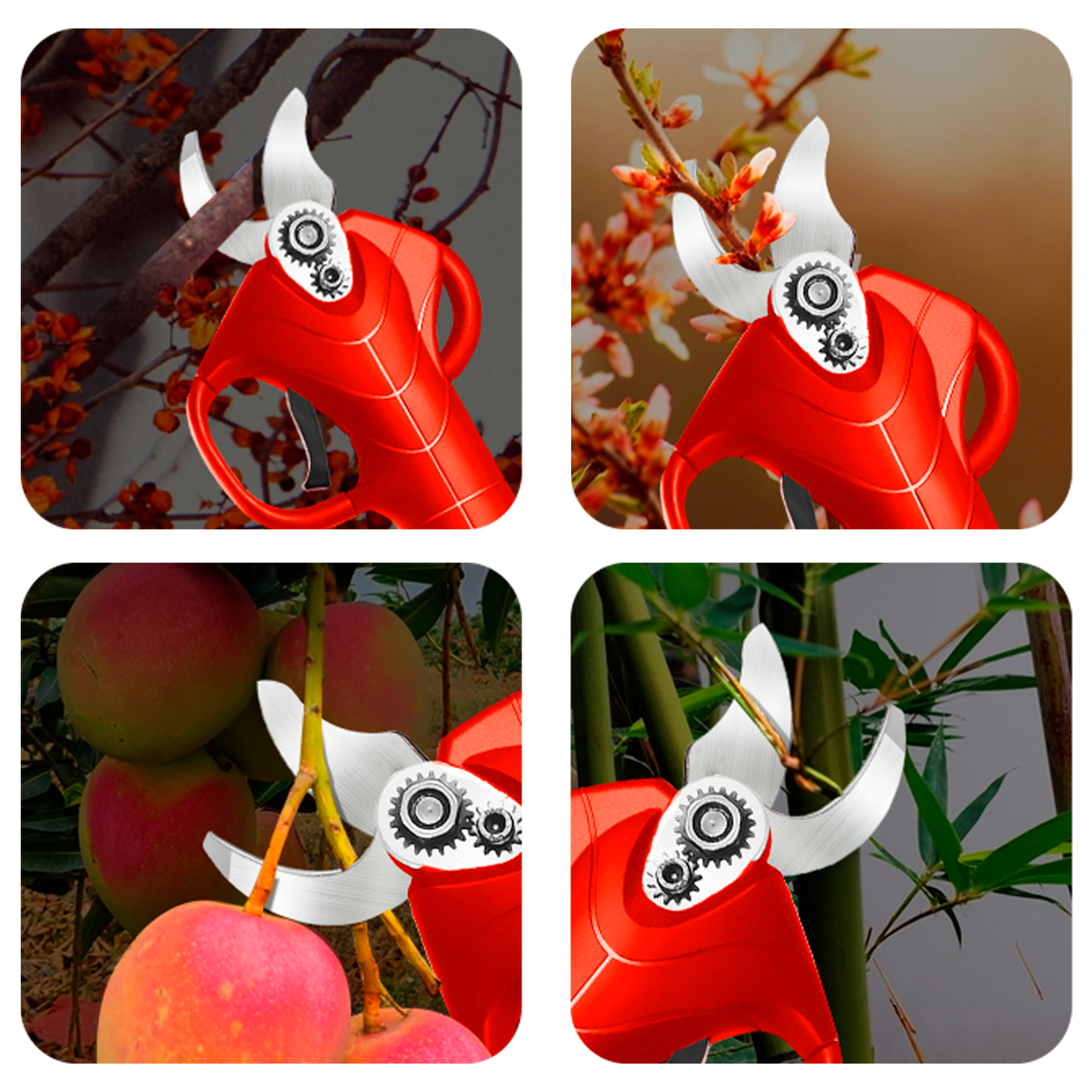 Forbici da potatura elettriche, taglio da 30 mm con 500 W e 8000 mAh.