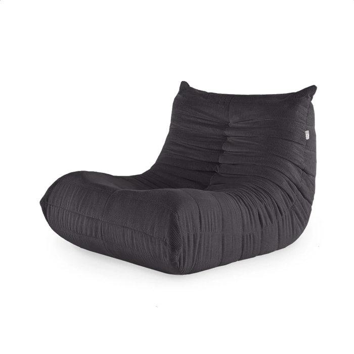 EMILE - Fauteuil en velours côtelé anthracite