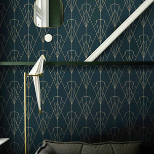 Carta da Parati Art Déco Anni 30 Verde Petrolio