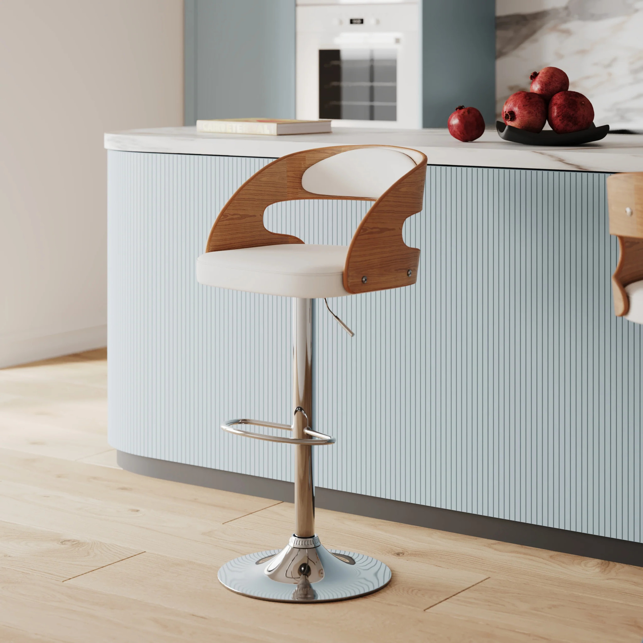 Chaise de bar réglable 62/84 cm en cuir synthétique blanc - Louis