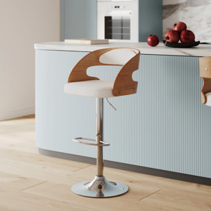 Chaise de bar réglable 62/84 cm en cuir synthétique blanc - Louis