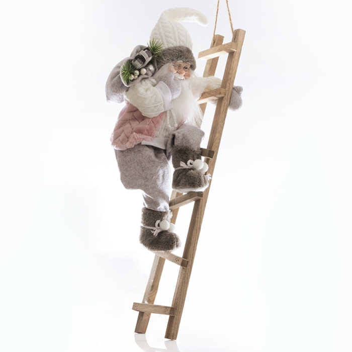 Babbo Natale "Mikulas" Su Scala - Realistico in PVC - (Altezza 65cm)