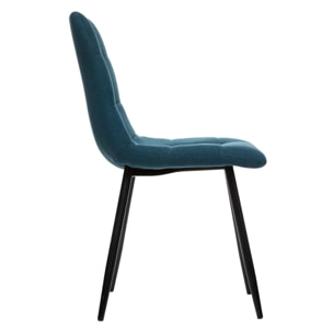 Chaise "Sirac" - bleu canard - pieds métal noir