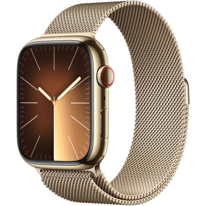 Montre connectée APPLE WATCH Serie 9 Cellular 45mm Acier/Or Milanais Or Loop