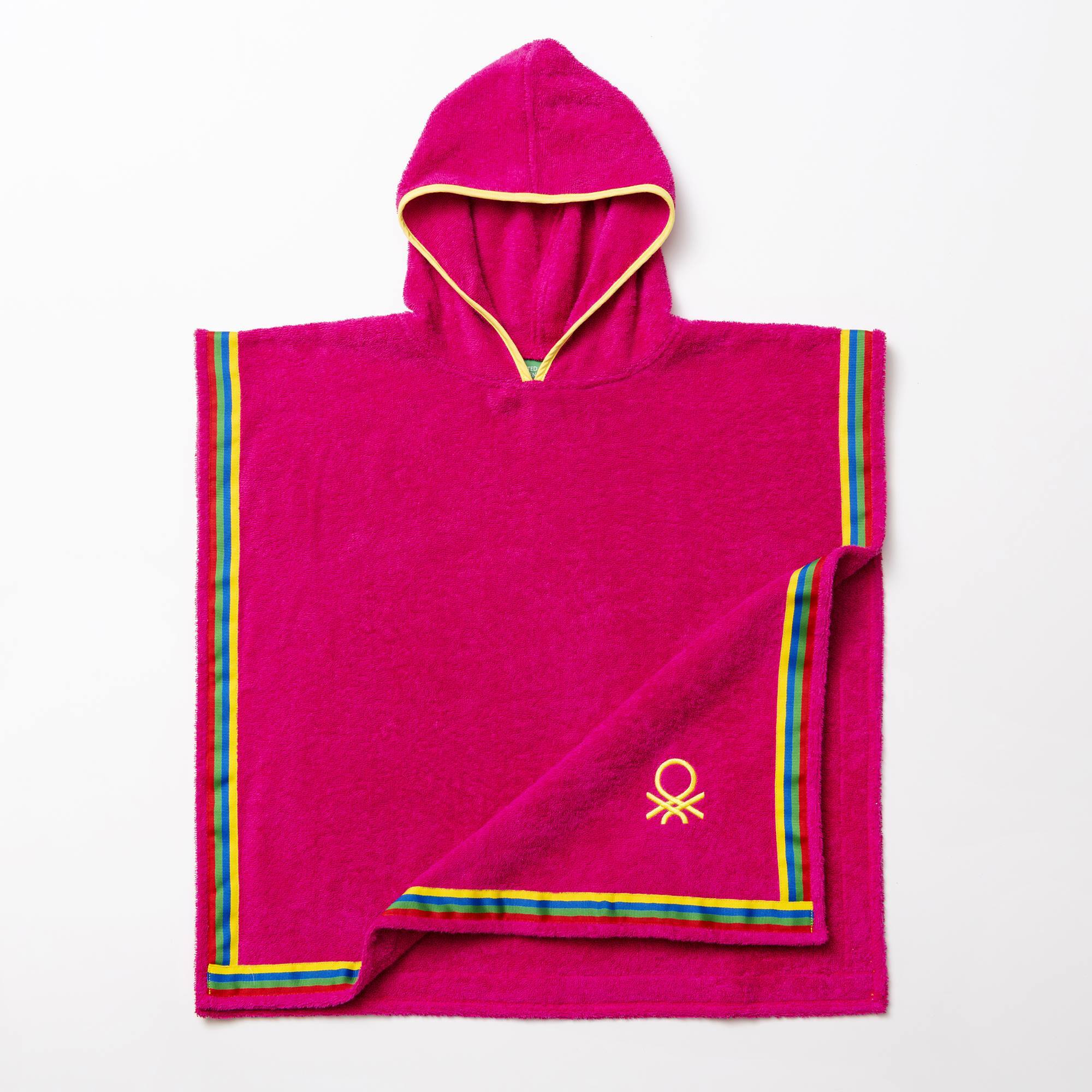 Albornoz poncho de niños 65x65cm de 380gsm 100% algodón rosa Benetton