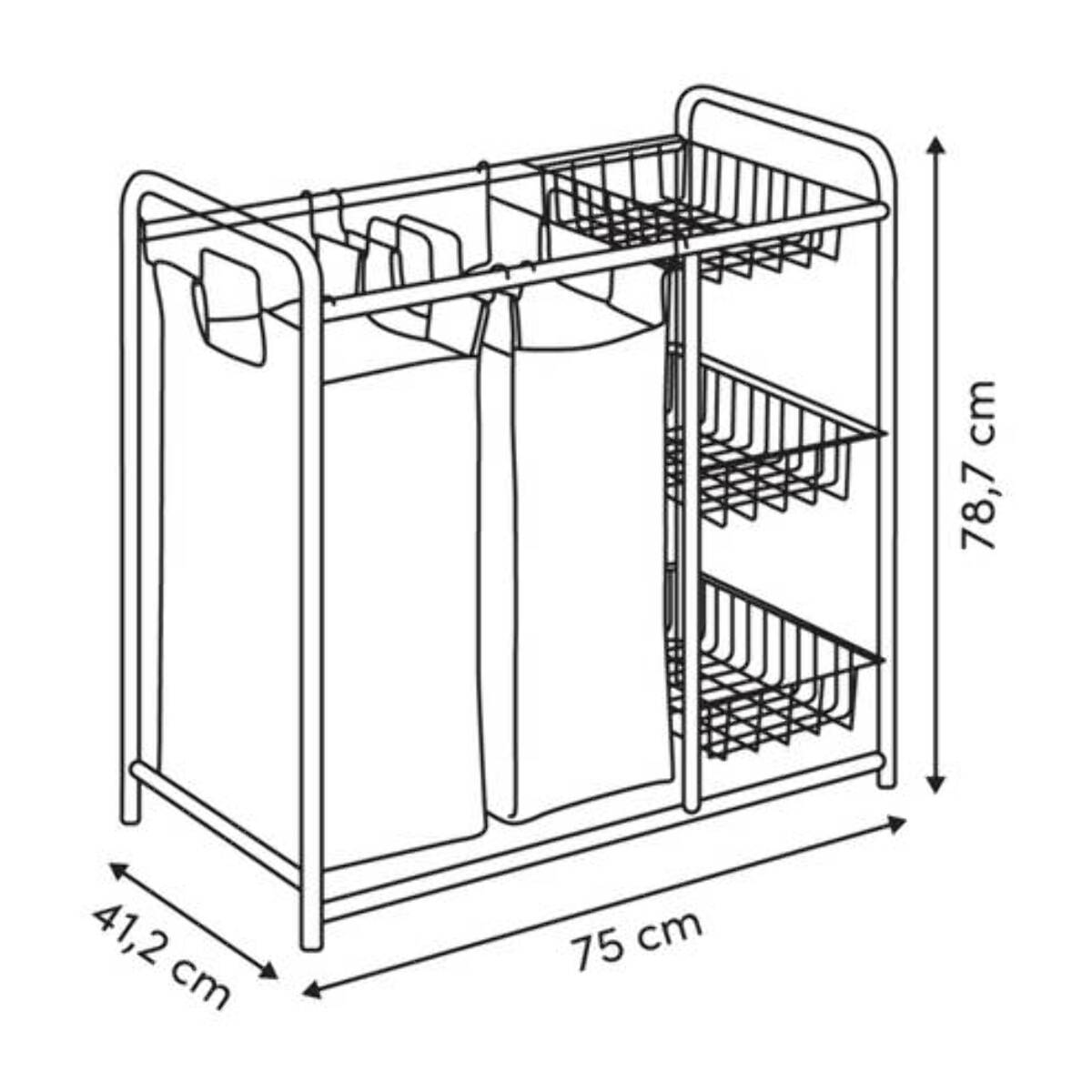 Panier à linge 2 compartiments de 45L Linea blanc