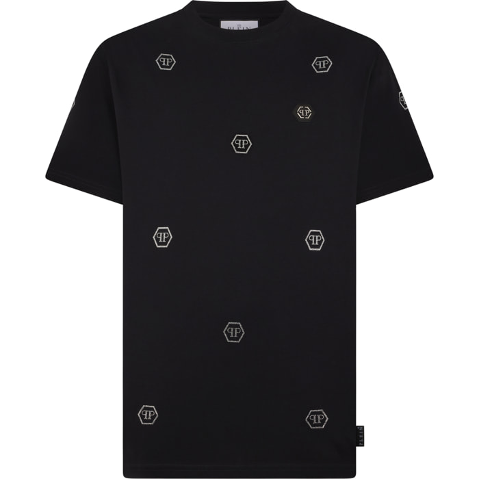PHILIPP PLEIN Round Neck T-Shirt Monogram Stones Monogram