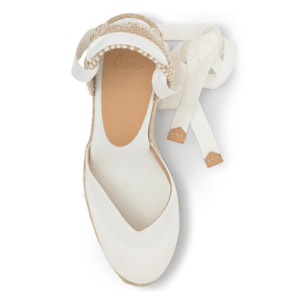 Alpargatas de cuña de mujer Chiara en algodón orgánico, cierre mediante lazada