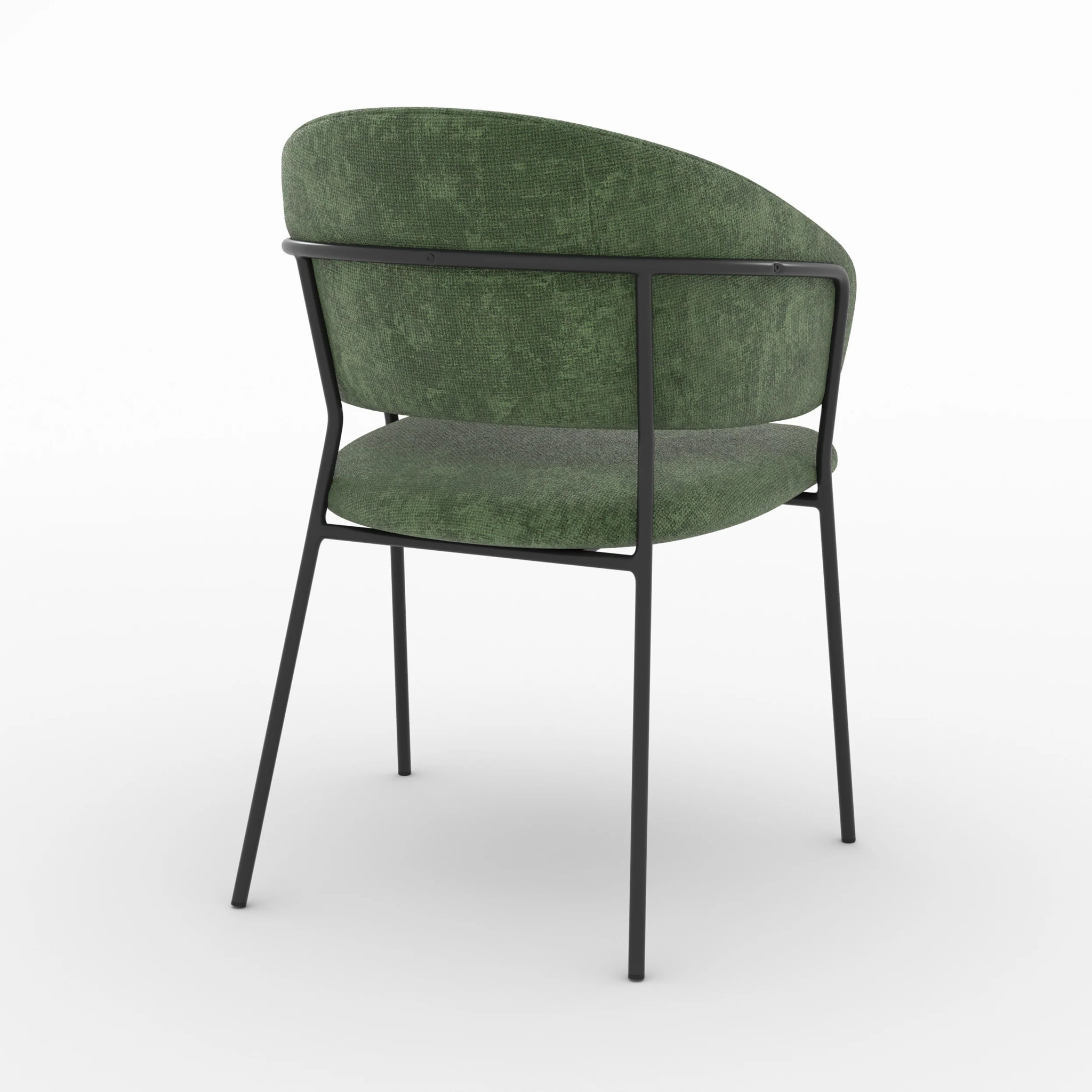 Lot de 2 chaises en tissu vert sapin et pieds en métal noir - Amaya