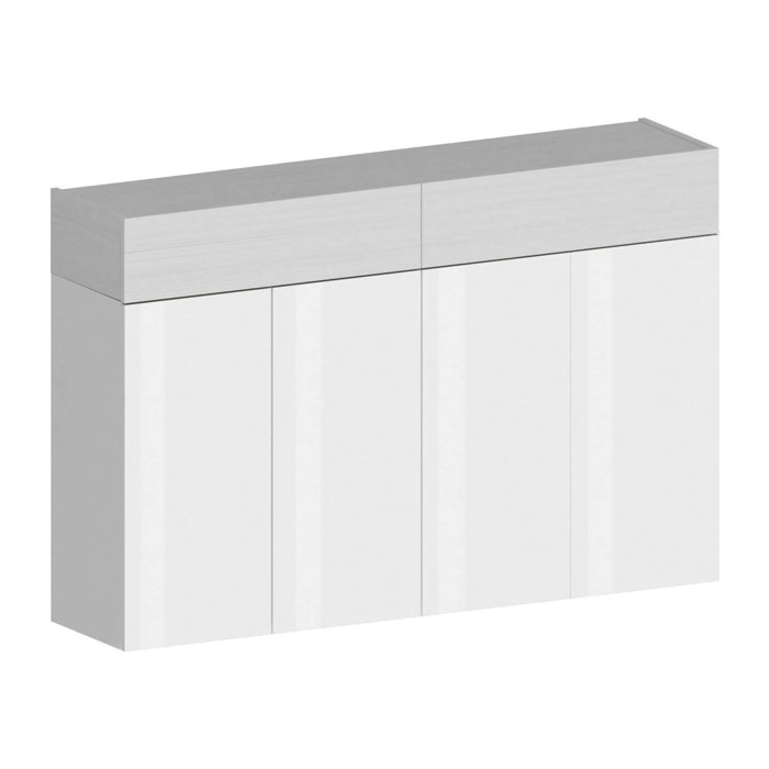 Scarpiera Are, Porta scarpe salvaspazio a 6 ante, Armadio multifunzione da ingresso, 154x38h100 cm, Bianco effetto larice
