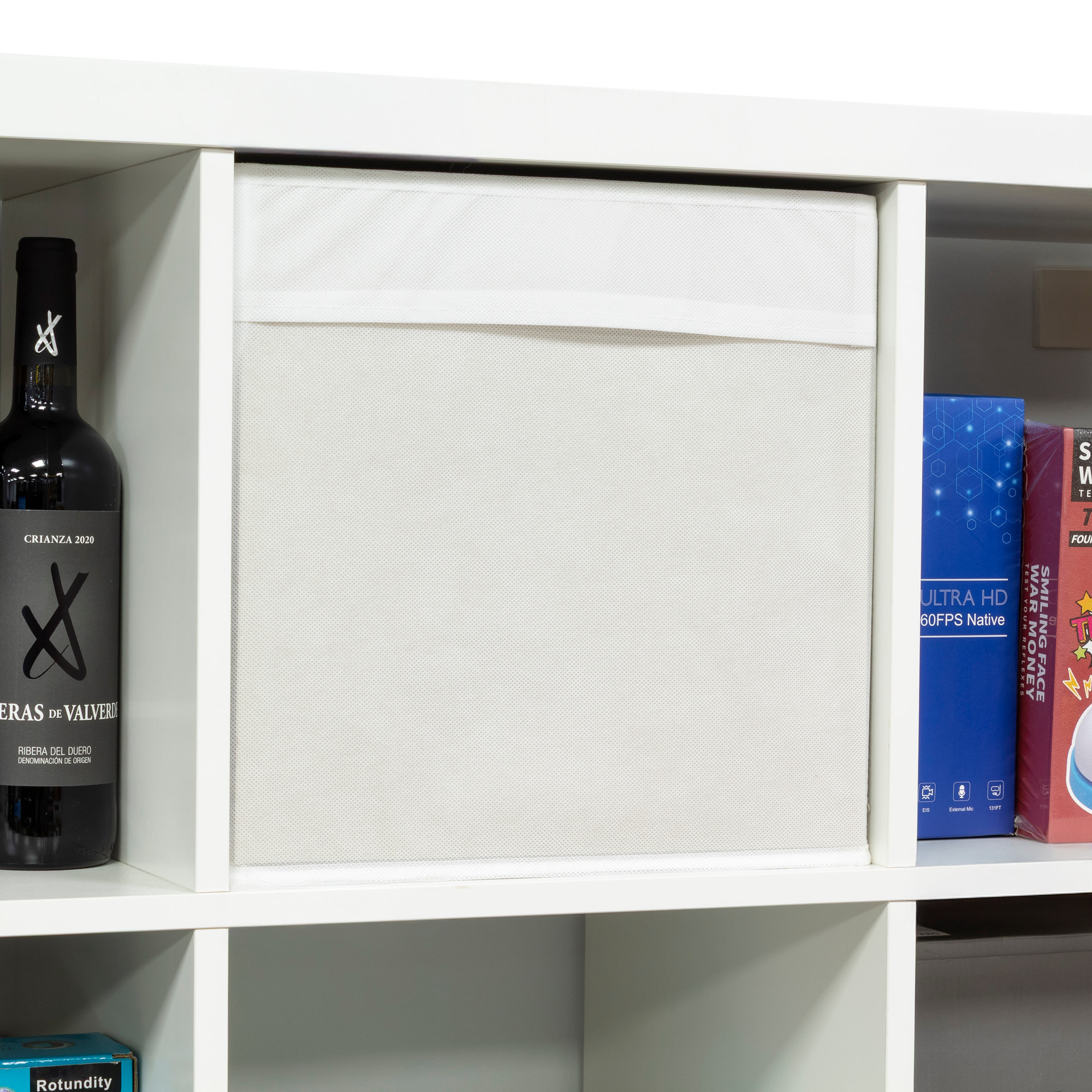 Caja de almacenamiento plegable con base convertible en tapa. 34x38x34 cm.