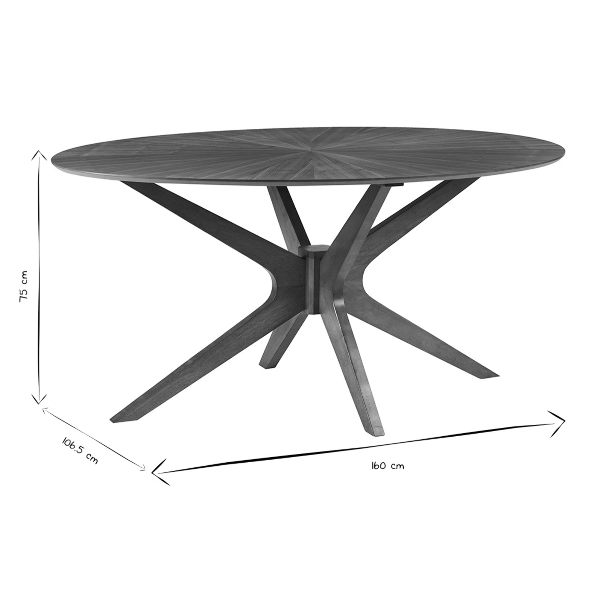 Table à manger design ovale noyer L160 cm DIELLI
