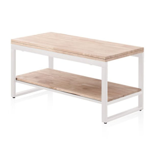 Mesa de centro elevable extensible Rens Blanco - Roble