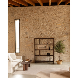 Estantería de madera maciza tono nogal de 180x140cm Alto: 180 Largo: 140 Ancho: 35