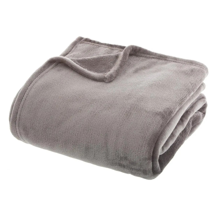 Plaid uni en flanelle - gris 180x230 cm