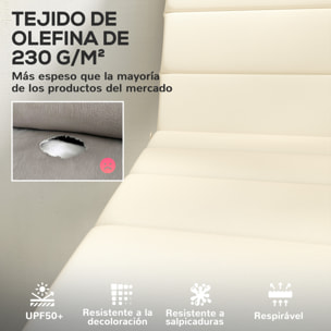 Pack 2 Cojines para Tumbonas Plegables Colchonetas para Tumbonas de Jardín Exterior 203x66x3 cm con Reposacabezas y Correas de Sujeción Crema