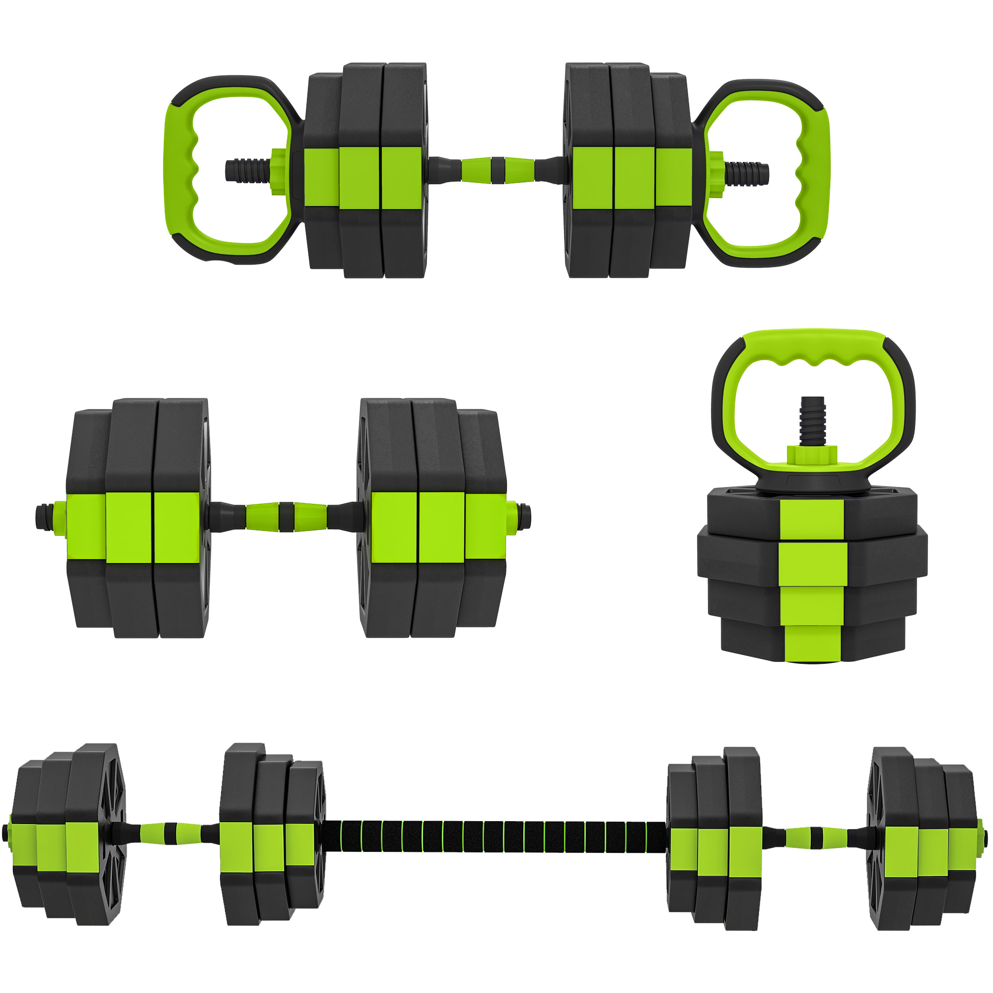 Juego de Mancuernas Ajustables, 4 en 1, 25kg, Juego de Pesas Utilizado como Kettlebell, Barra, Mancuernas o Soporte para Flexiones, Equipo para Hombres y Mujeres, Gimnasio en Casa