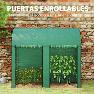 Invernadero de Exterior Invernadero de Jardín con 2 Puertas Enrollables con Cremallera Marco de Acero y Cubierta de PE 140g/m² Anti-UV Impermeable para Plantas Flores 200x100x178 cm Verde