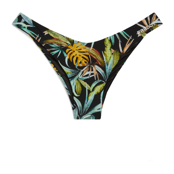 Slip bikini a fantasia foliage tropicale all over