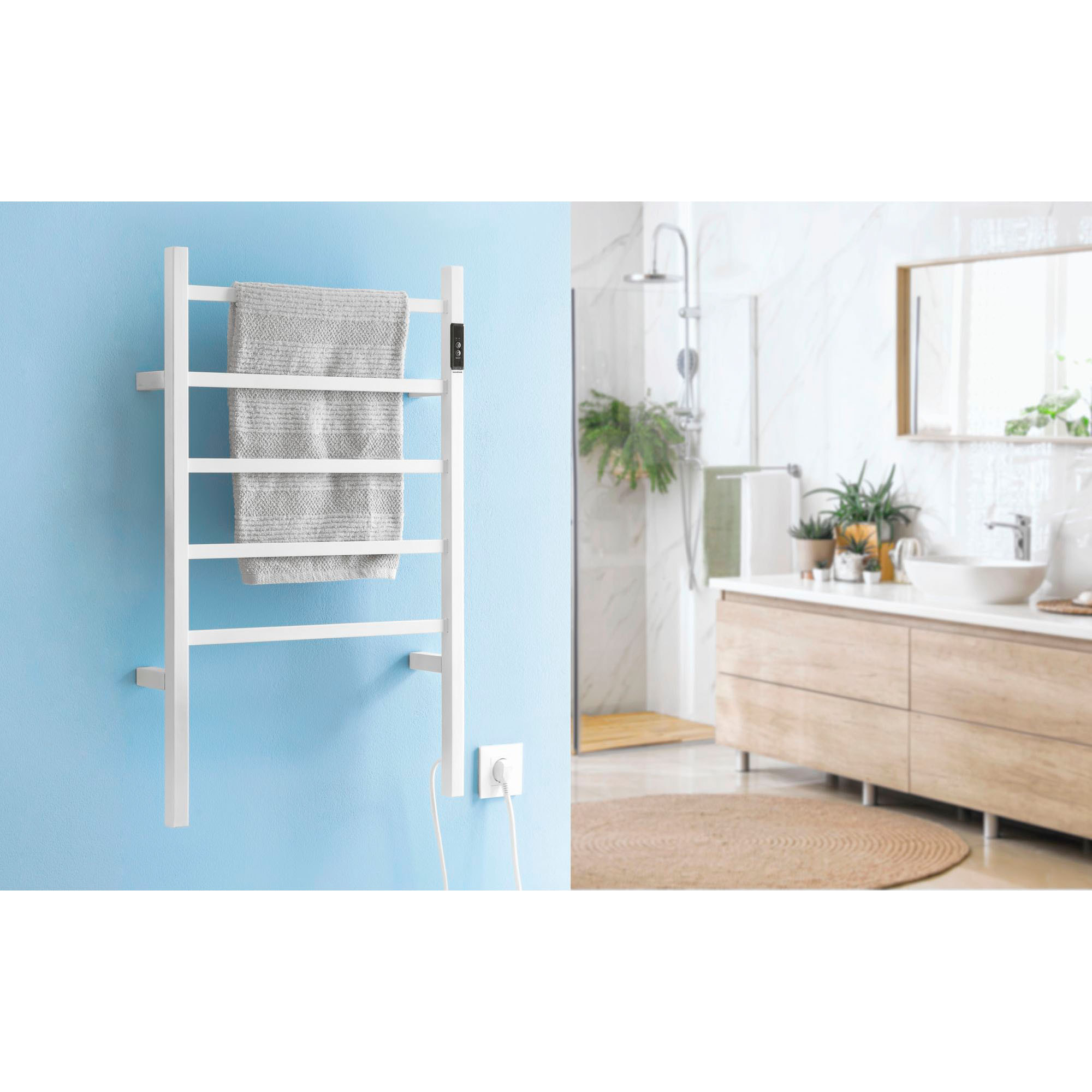 Portasciugamani elettrico a pavimento e a parete InnovaGoods - bianco - 84,5x12,5x92,5 cm