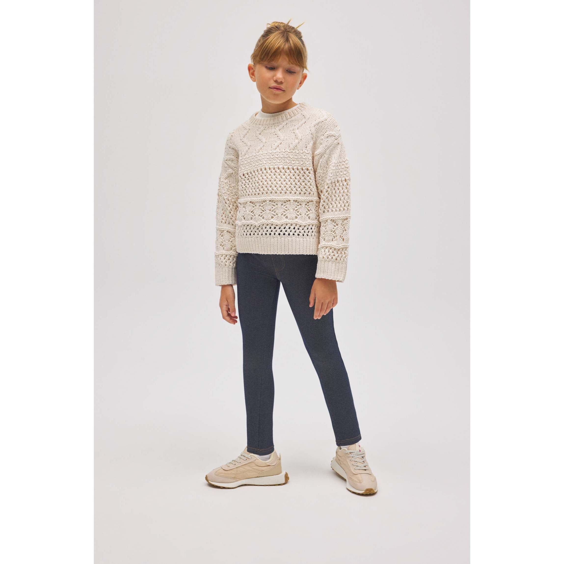 Leggings termici effetto denim blu navy da bambina