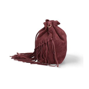 Borsa a secchiello da donna Made in Italy - Modello Umbria Plus - Pelle scamosciata - 25.0 x 22.0 x 13.0 cm