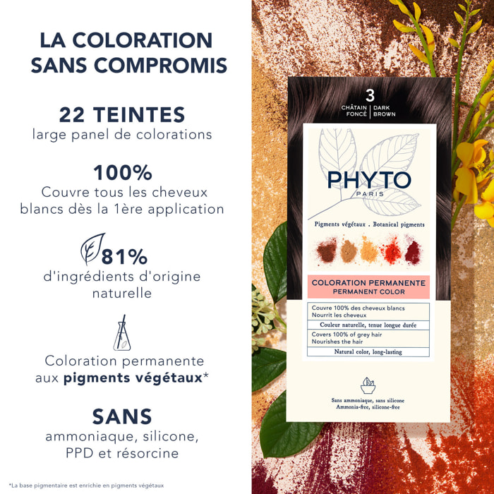 Kit Coloration - Coloration Permanente 3 Châtain Foncé