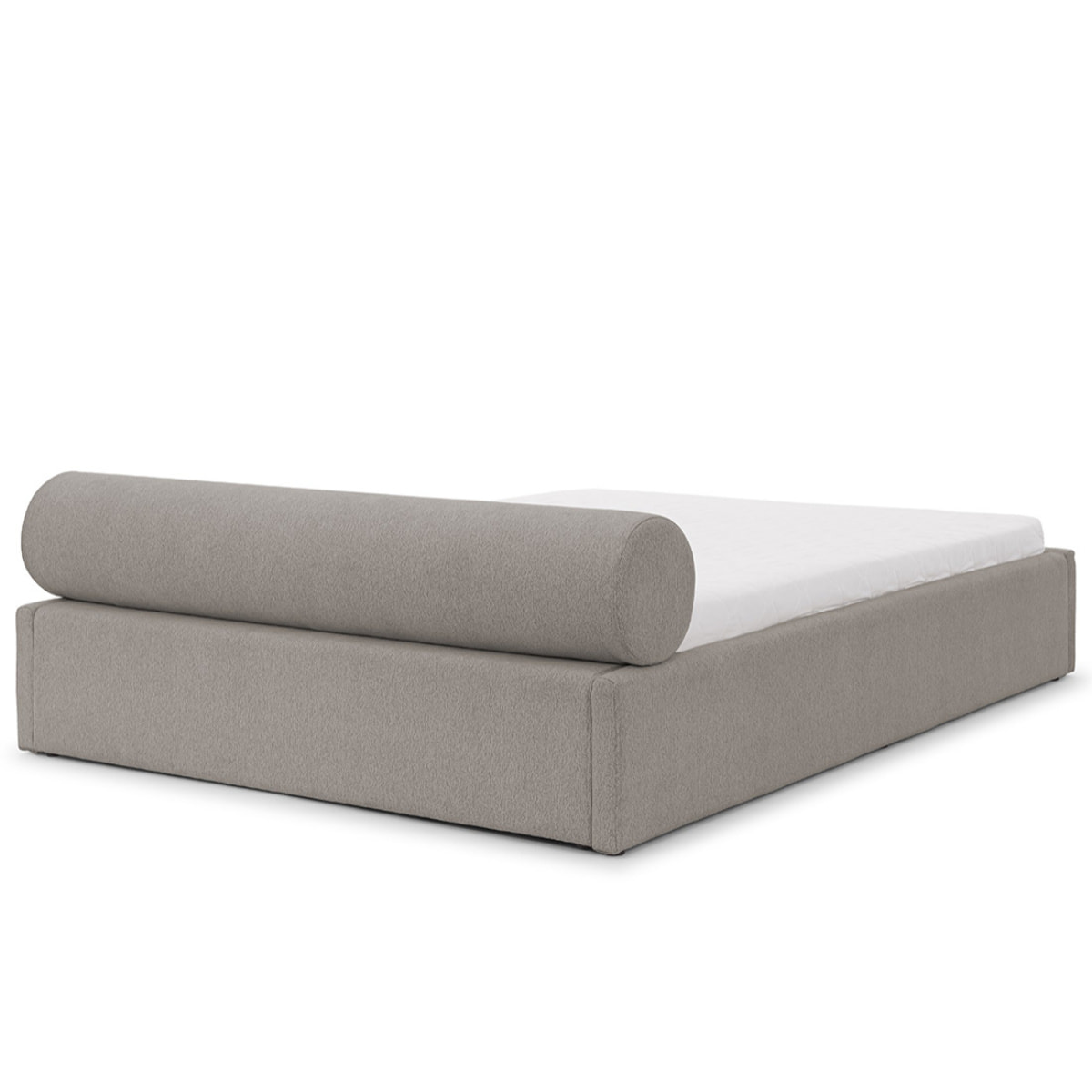 Billy - lit coffre - 140x190 cm - en tissu texturé - sommier inclus - Gris