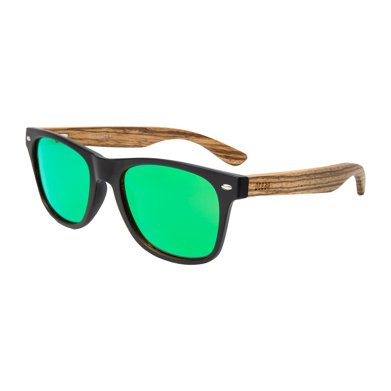 Gafas de sol OCEAN BEACH WOOD - De madera negro con patillas marrón y / Revo verde
