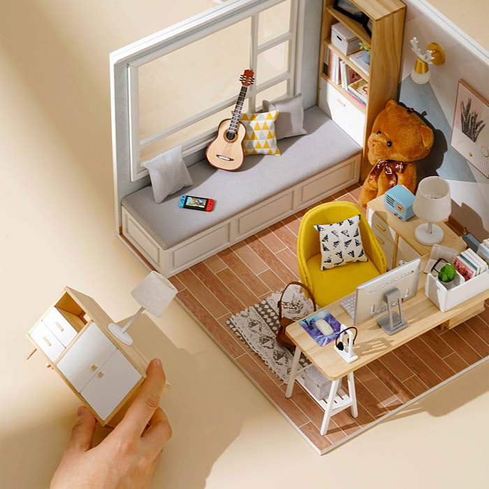 Studio soleggiato. Modello 3D realistico con grande dettaglio e luci led.