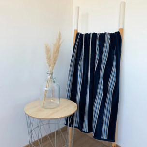 Serviette de plage éponge velours Jacquard - Milonga M Navy - 70x140cm - 400g/m²