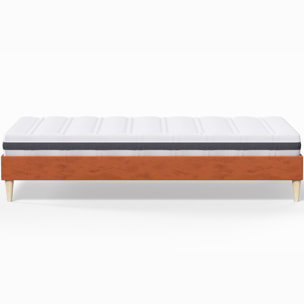 Pack lit en velours + Matelas ressorts et Mousse HR - DINA & HYGIOSPRING