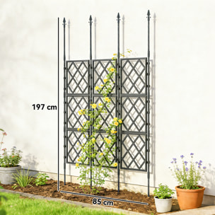 Treillis de jardin pliable pour plantes grimpantes métal noir