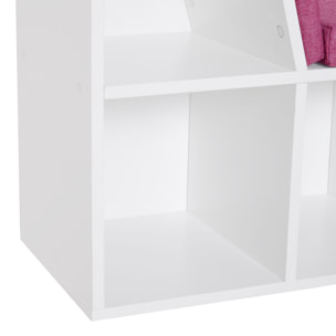 Librería con Asiento, Estantería de Libros con 6 Cubos, Estantería Almacenamiento con Banco con Cojín, Multiusos para Sala de Estar, Oficina, Dormitorio, 102x30x61cm, Blanco y Rosa