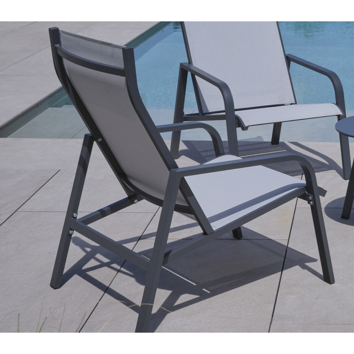 Salon de jardin en aluminium - 4 places - gris perle - CADIX 4