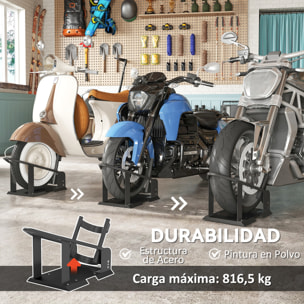 Caballete de Moto Carga 816,5 kg Soporte para Rueda Delantera de Motocicleta Robusta con Altura Ajustable en 3 Niveles para Ruedas Ø38,1-53,34 cm Negro