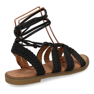 Sandalias planas para mujer, comodas y elegantes, diseño moderno con cordones atados al tobillo