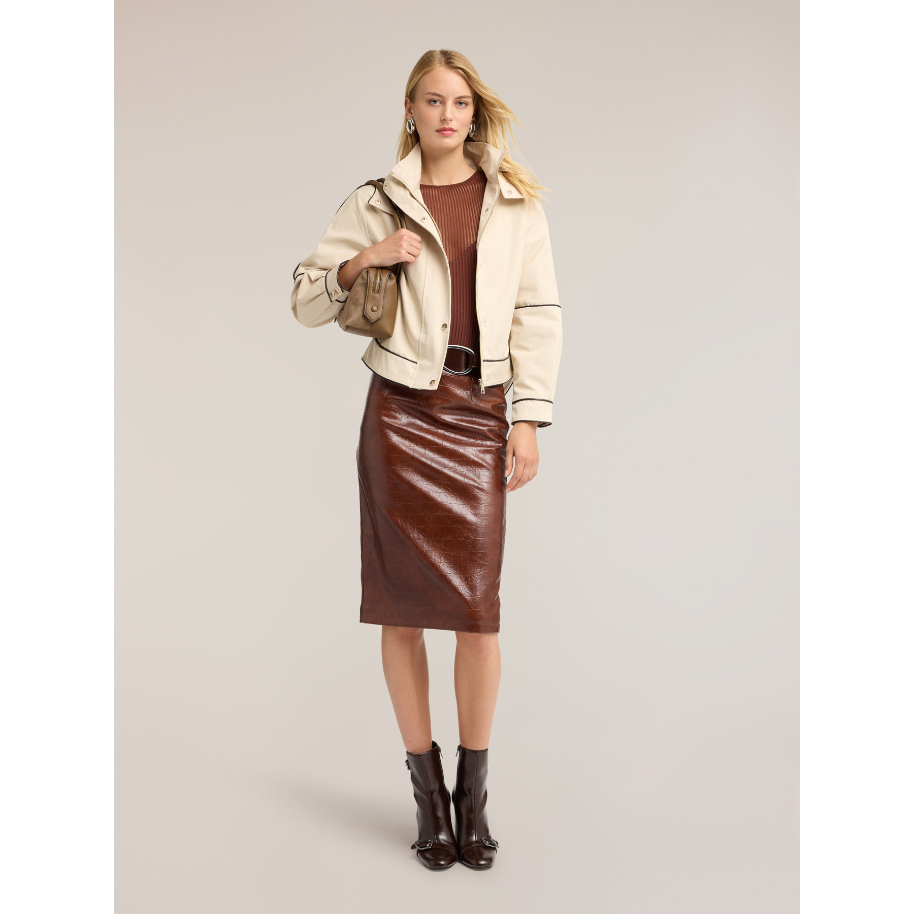 Motivi - Parka corto in cotone tecnico - Beige