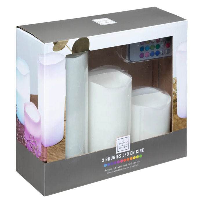 Coffret 3 bougies LED avec télécommande