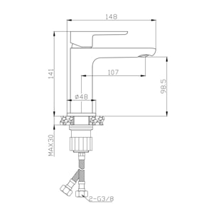 Mood mitigeur lavabo avec levier sans tirette, G3/8, chrome (SATBSMOOD271)
