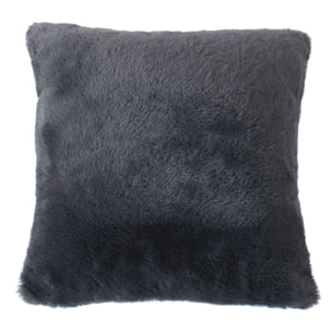 Coussin décoratif imitation fourrure toucher ultra doux - Gris anthracite