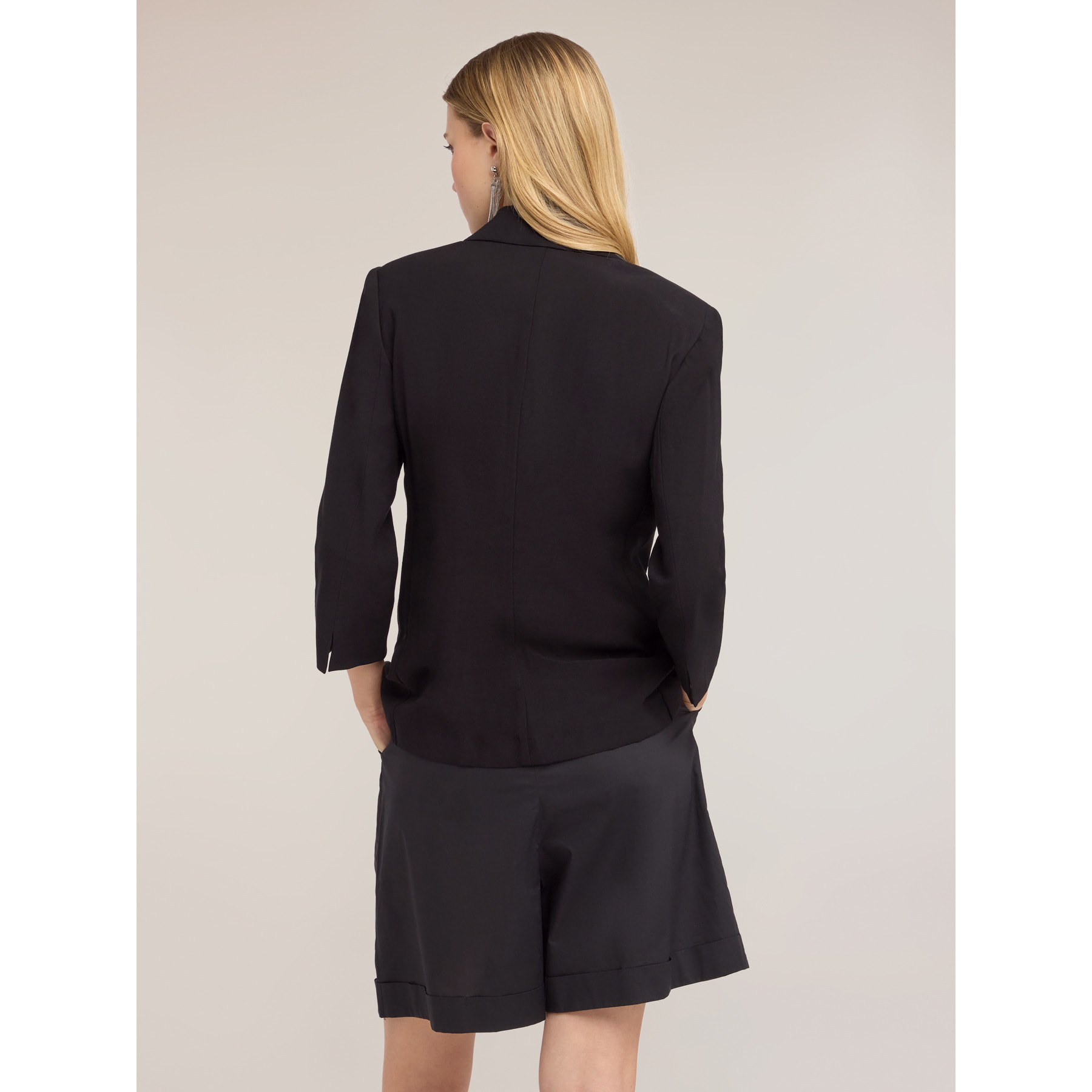 Motivi - Blazer de un botón en tencel con encaje - Negro