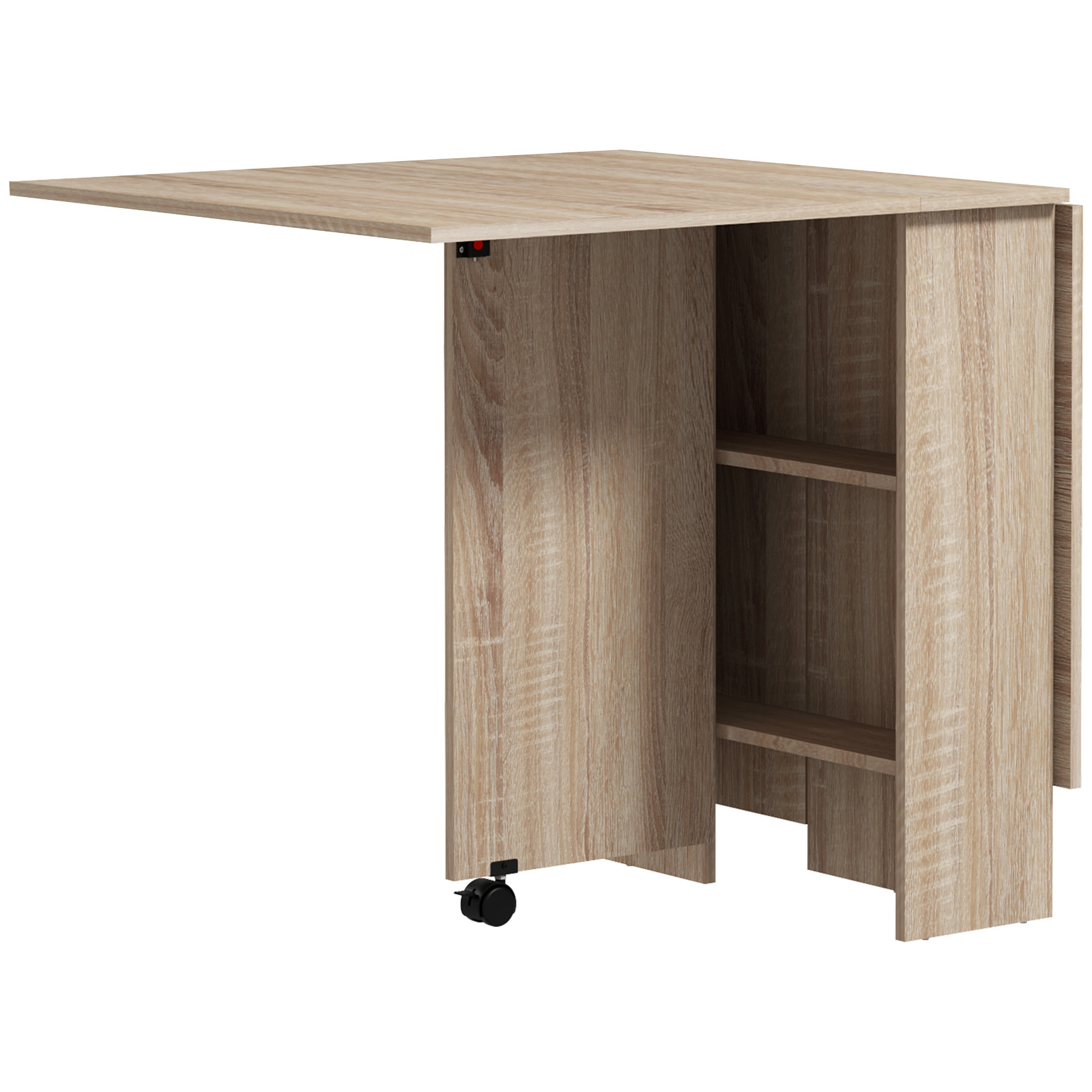 Mesa de Comedor Plegable Mesa Auxiliar con Alas Abatibles y 2 Estantes de Almacenamiento Estilo Moderno para Cocina Restaurante 75x140x74 cm Natural