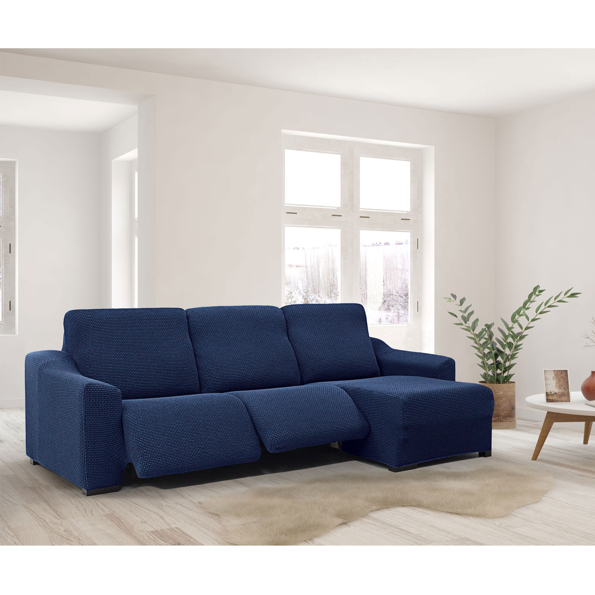 Funda para Chaise Longue derecho (visto de frente ) brazo corto SÚPER ELÁSTICA con RELAX modelo HELENA